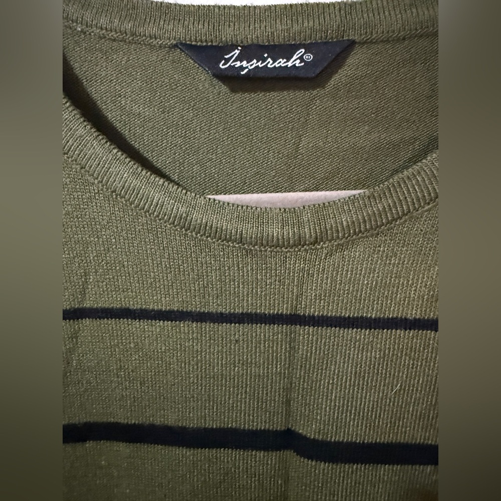 Striped Olive Green and Black Knit Dress - Picture 3 of 5